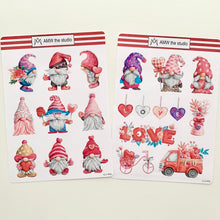 Load image into Gallery viewer, Valentine's Day Gnomes Paper Sticker Sheet