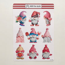 Load image into Gallery viewer, Valentine's Day Gnomes Paper Sticker Sheet