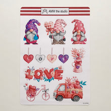 Load image into Gallery viewer, Valentine's Day Gnomes Paper Sticker Sheet
