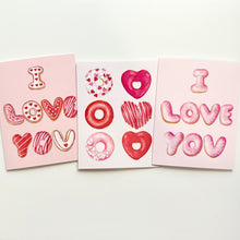Load image into Gallery viewer, Heart Donuts Valentine&#39;s Day Cards

