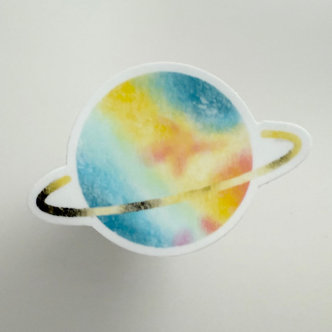 Watercolor Saturn Vinyl Sticker