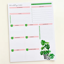 Load image into Gallery viewer, Monstera Weekly Planner 8.5"x11" Notepad
