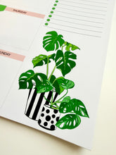 Load image into Gallery viewer, Monstera Weekly Planner 8.5"x11" Notepad
