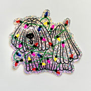 Christmas Lights Hungarian Puli Glitter Sticker