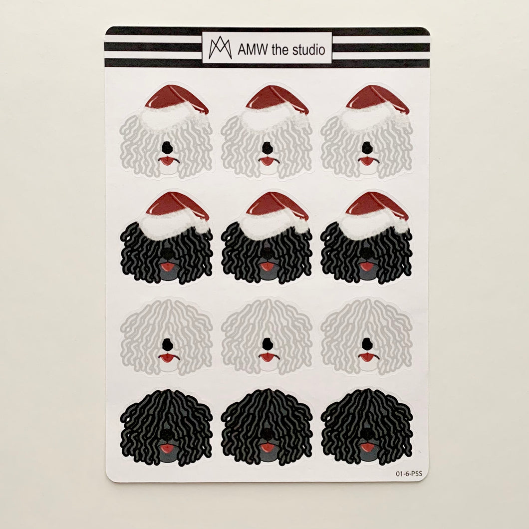 Hungarian Puli Christmas Paper Sticker Sheet