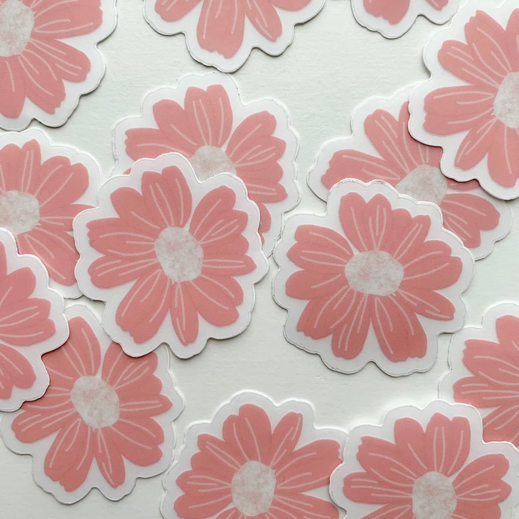 Pink Daisy Mini Clear Sticker