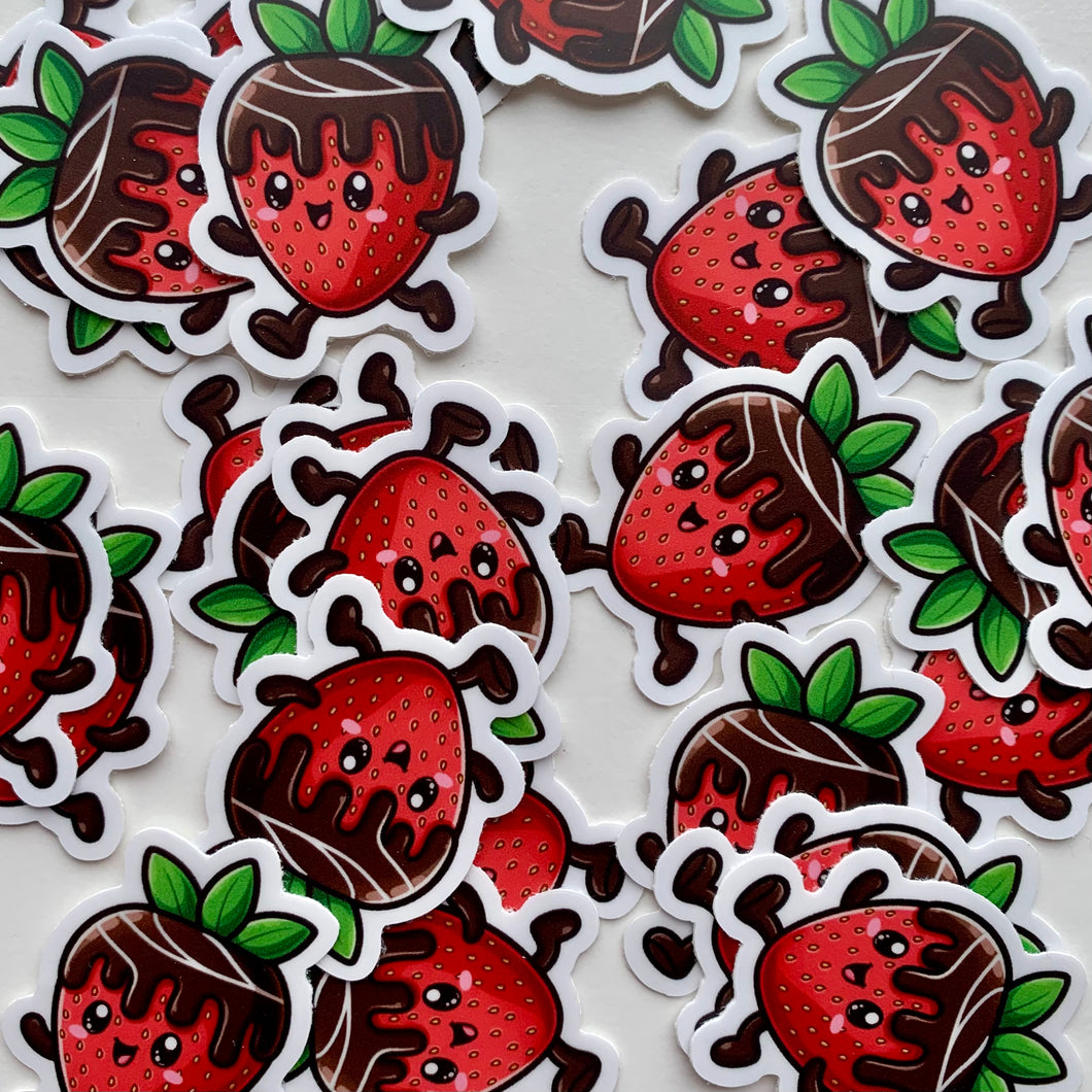 Chocolate Covered Cute Strawberry Mini Sticker